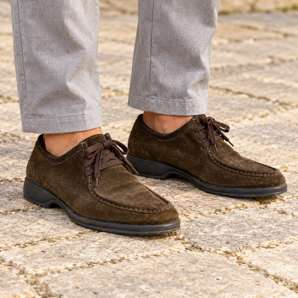 Men's Brown Moc-Toe Lace-Up Shoes - Size 10 1/2