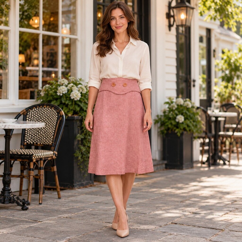 Luca Luca Pink Two-Button Skirt - Size 40 (Medium)