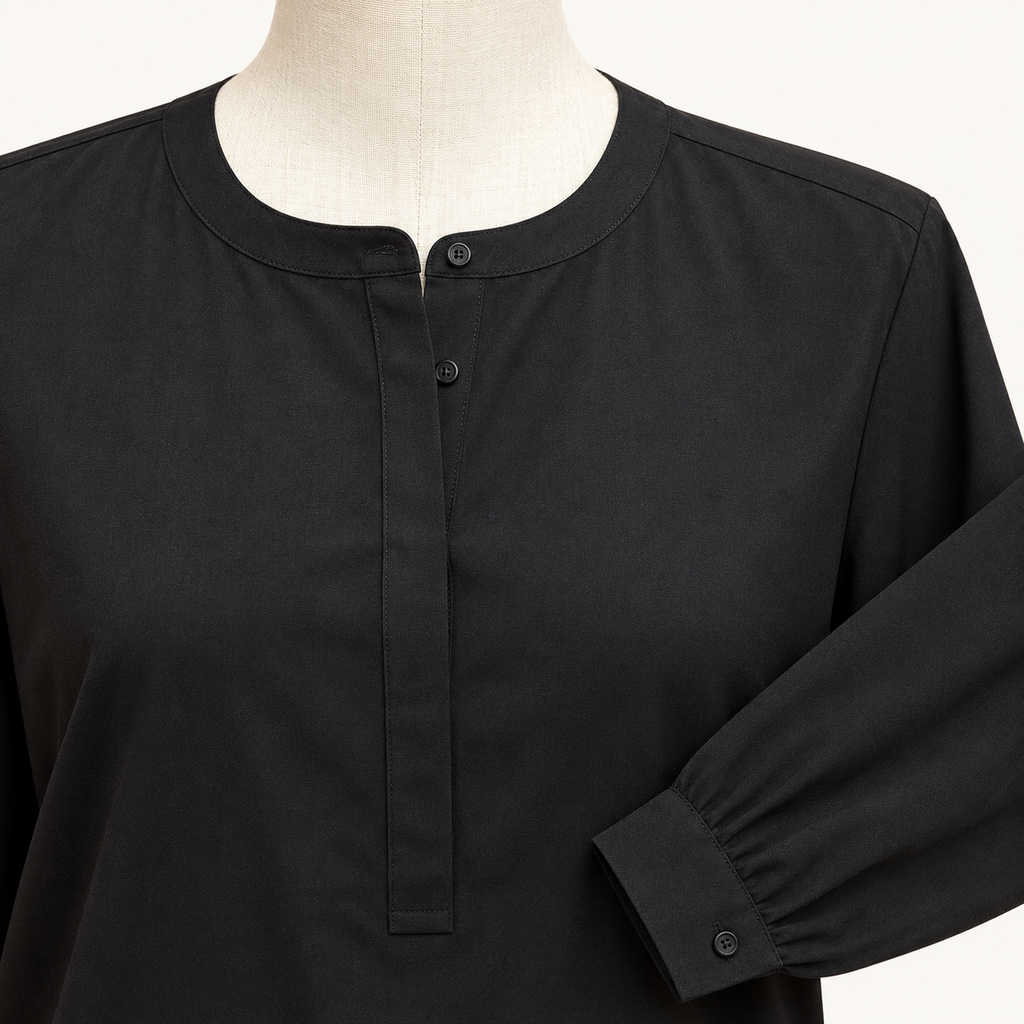 NYDJ Black Long-Sleeve Tunic Blouse - Large