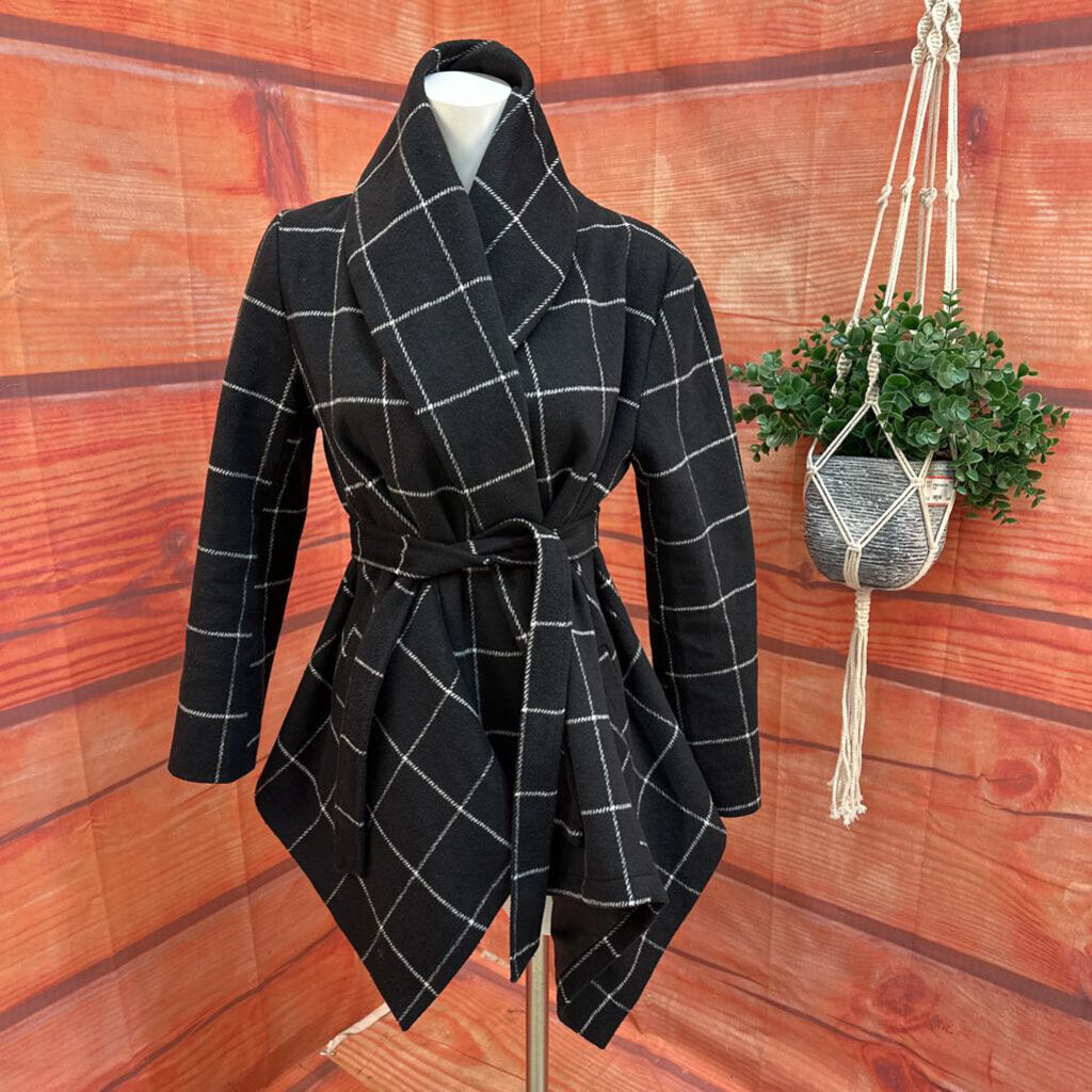 CHICWISH BLACK BELTED COAT SIZE SMALL