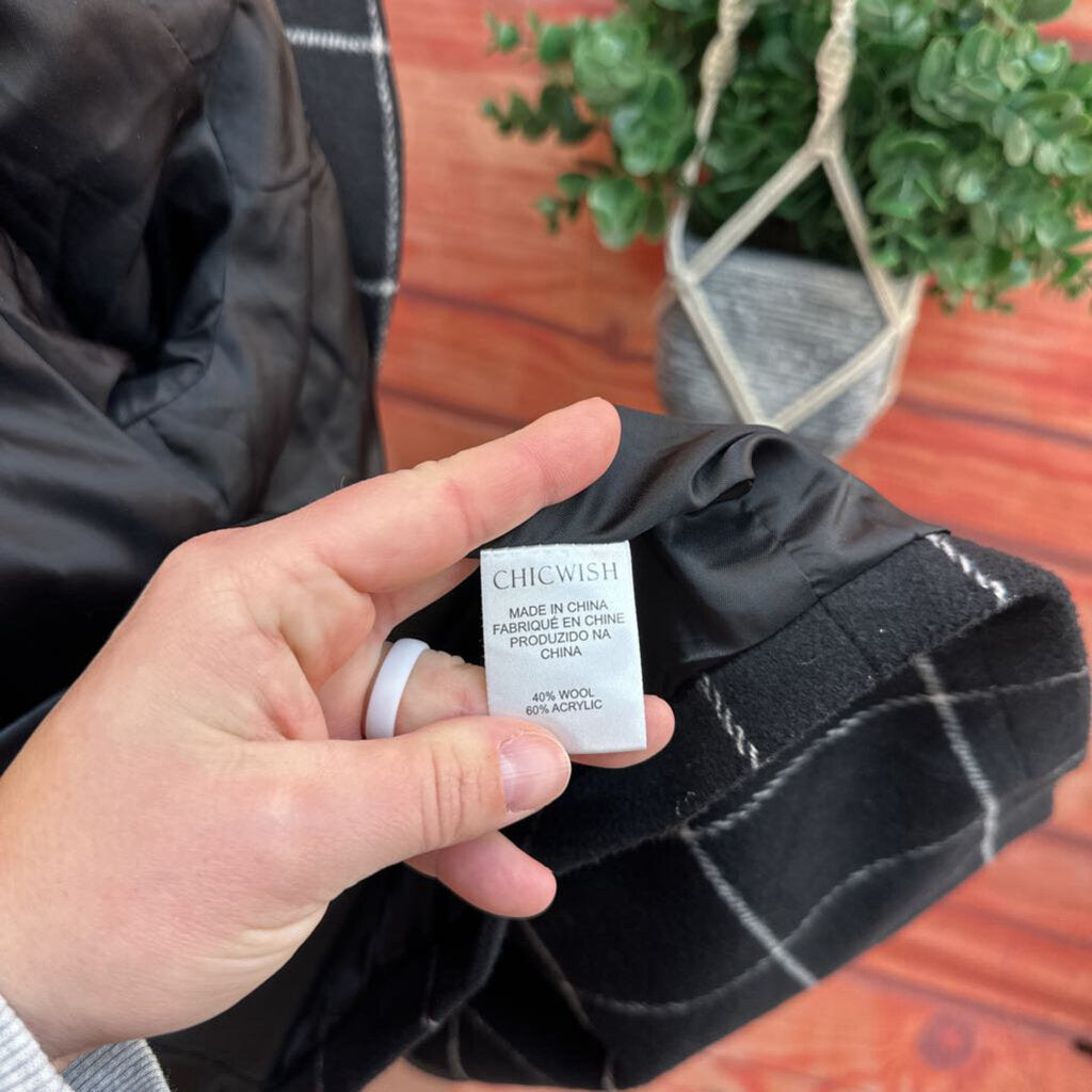 CHICWISH BLACK BELTED COAT SIZE SMALL