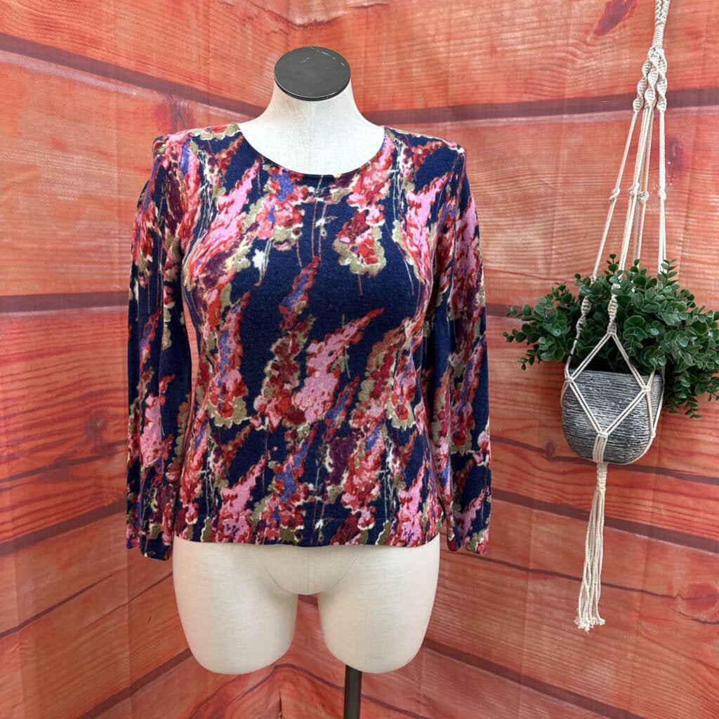 TALBOTS MULTICOLOR FLORAL SWEATER SIZE LARGE