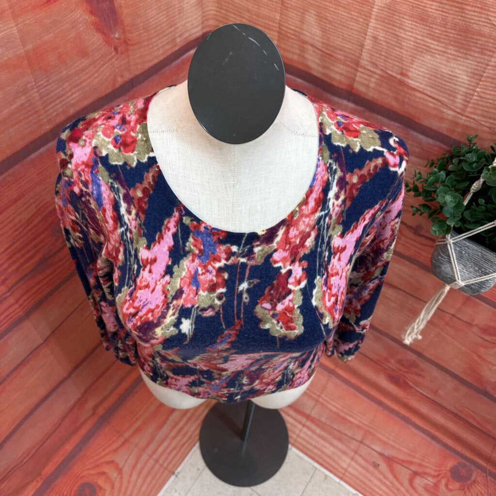 TALBOTS MULTICOLOR FLORAL SWEATER SIZE LARGE