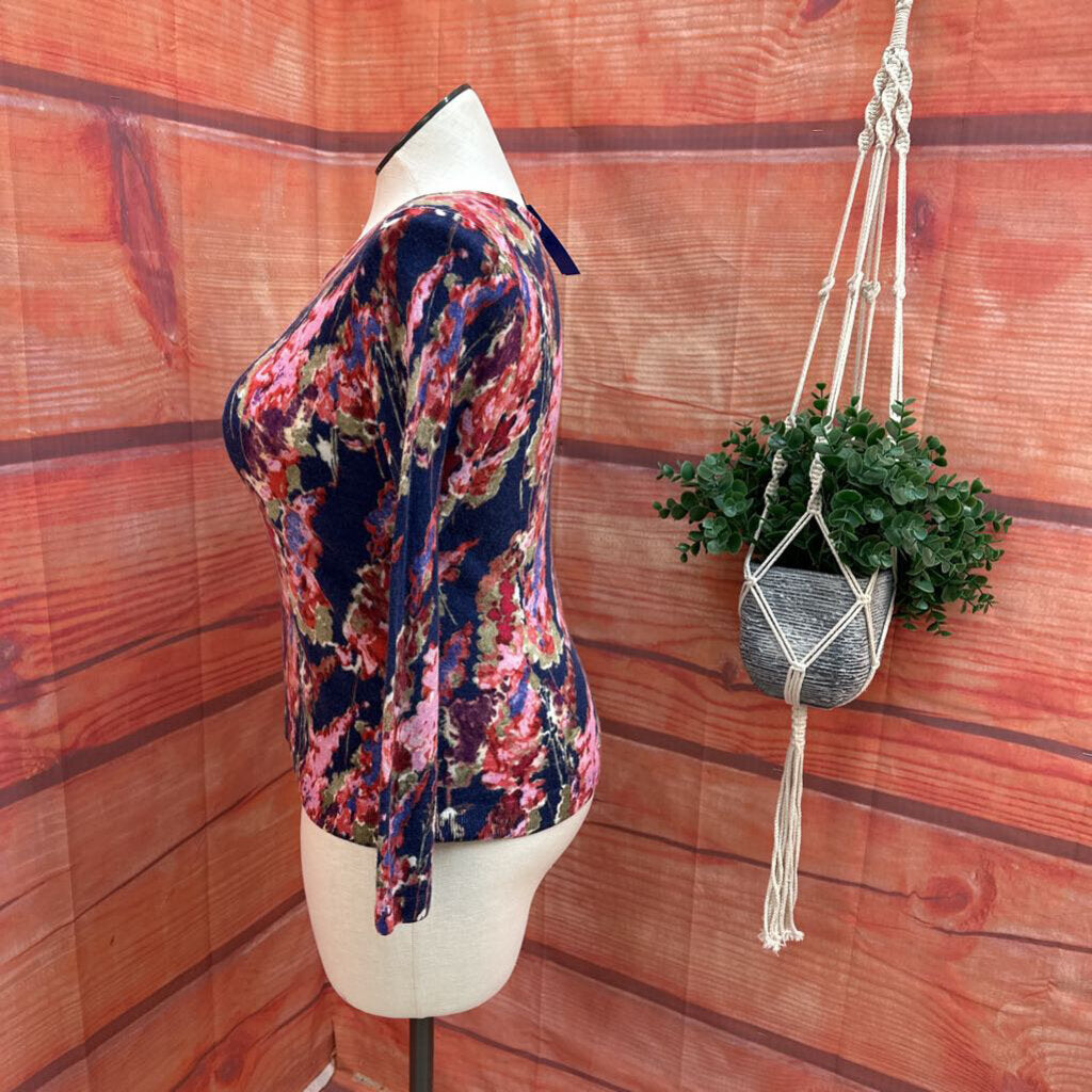 TALBOTS MULTICOLOR FLORAL SWEATER SIZE LARGE