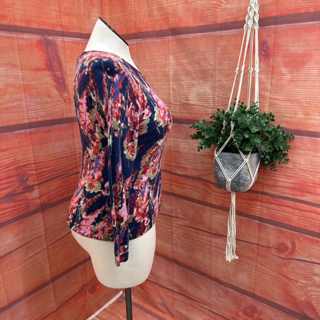 TALBOTS MULTICOLOR FLORAL SWEATER SIZE LARGE