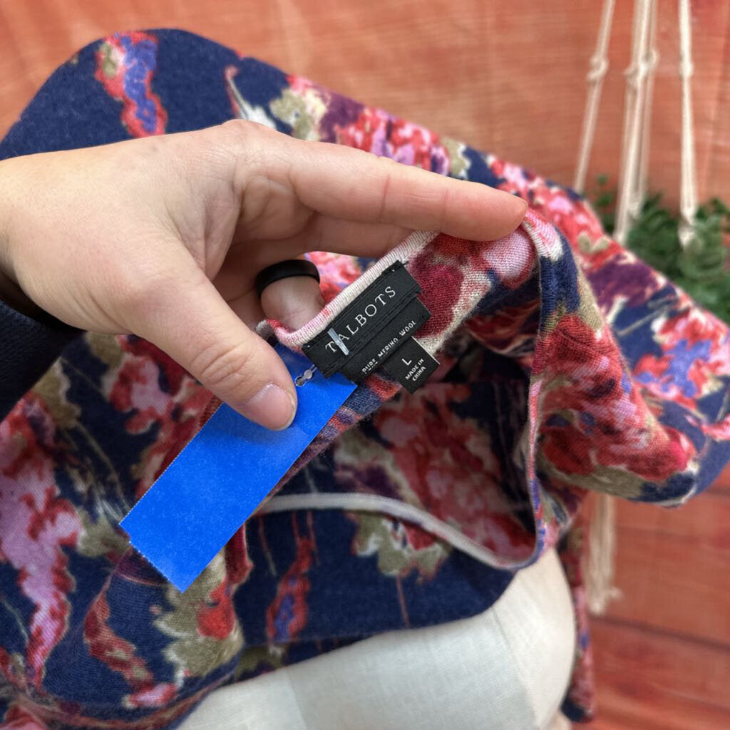 TALBOTS MULTICOLOR FLORAL SWEATER SIZE LARGE