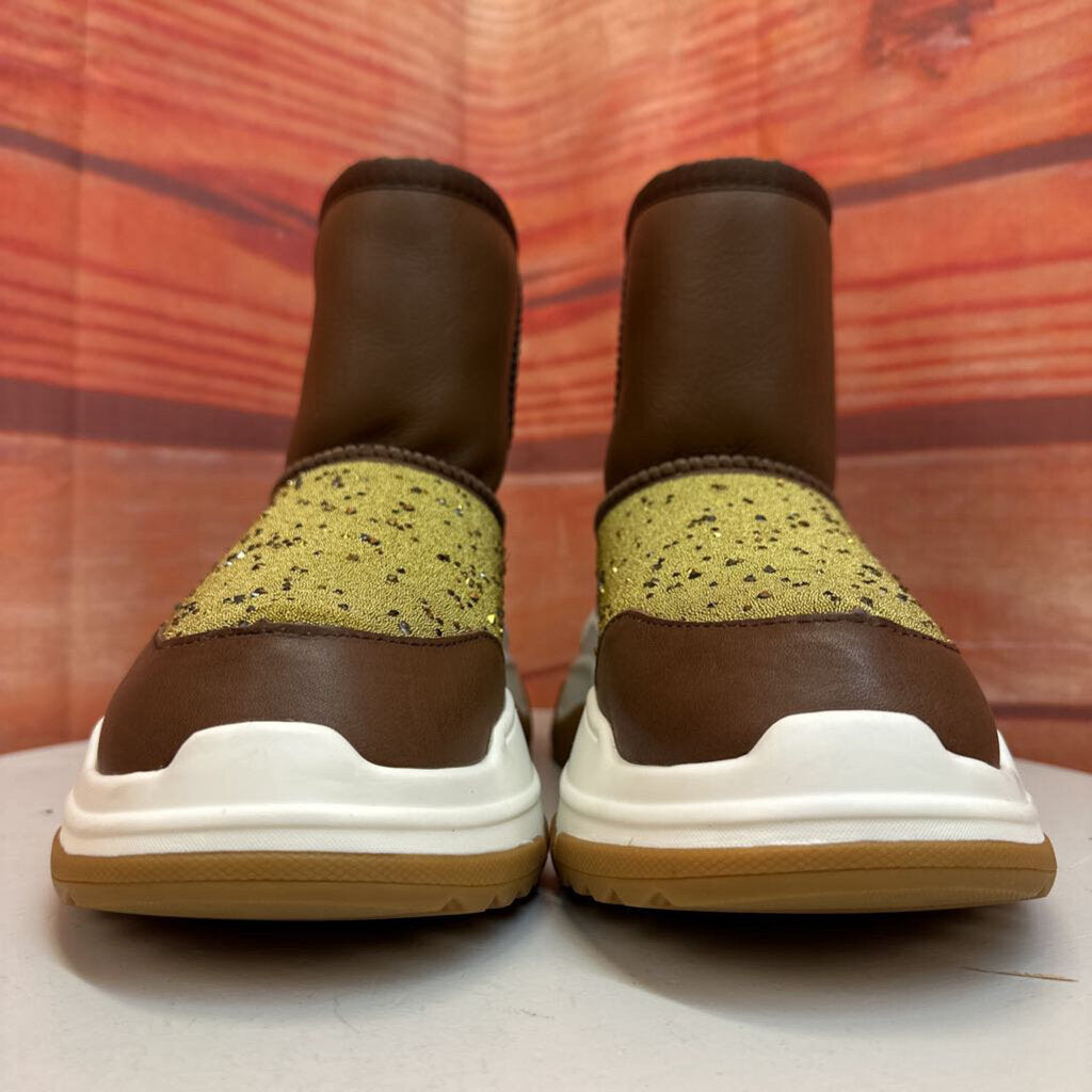 Women’s Brown and Green Decorative Ankle Boots