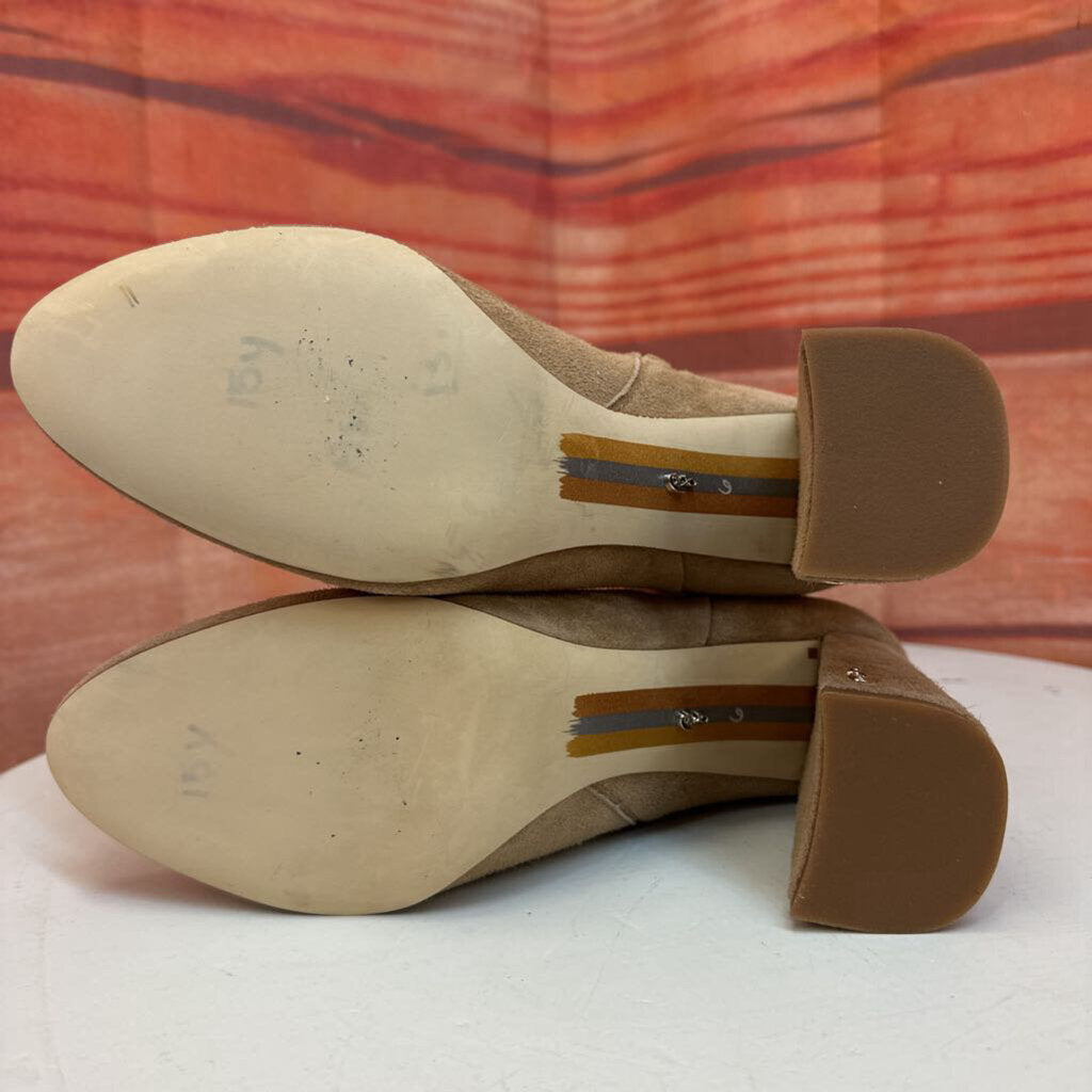 Beige Suede High Heeled Ankle Boots