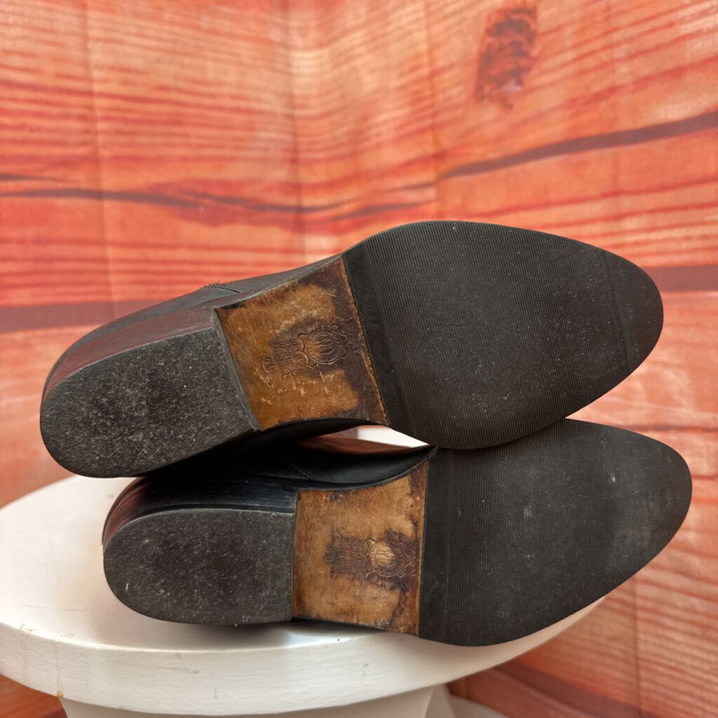 Vintage Black Leather Boots with Accent