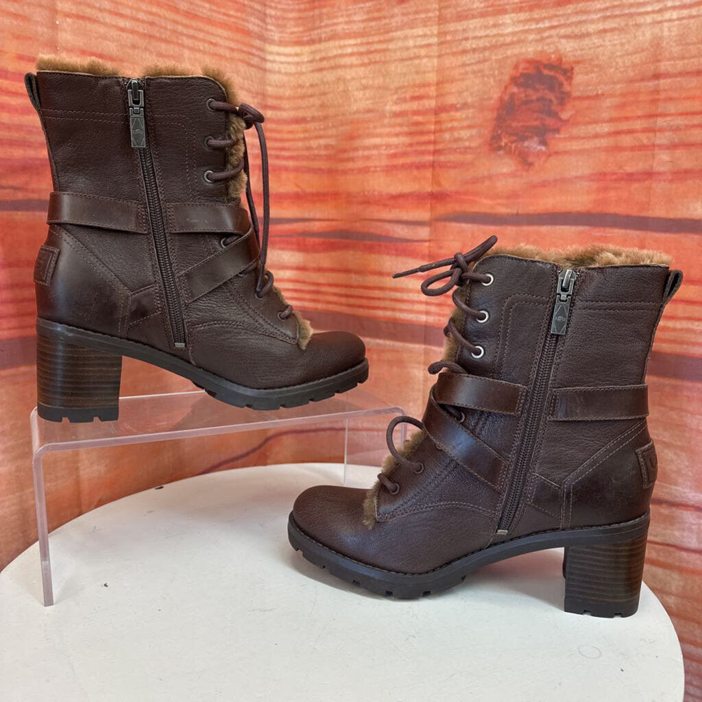 UGG Brown Faux Fur Lined Heeled Boots