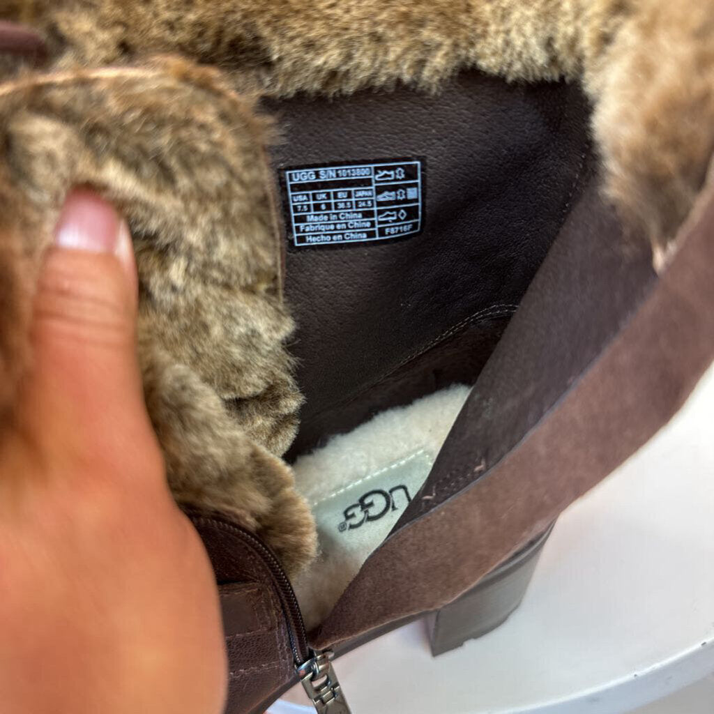 UGG Brown Faux Fur Lined Heeled Boots