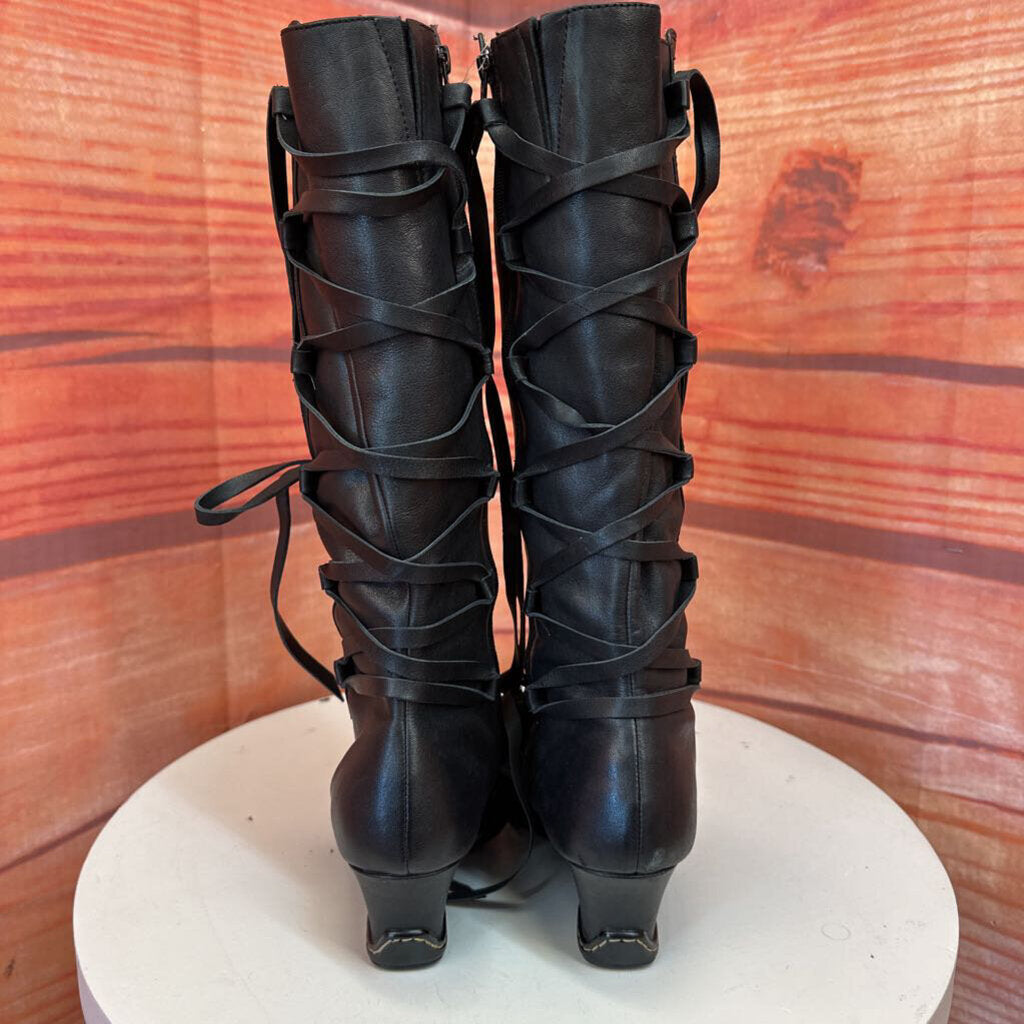 Black High Heeled Knee-High Boots