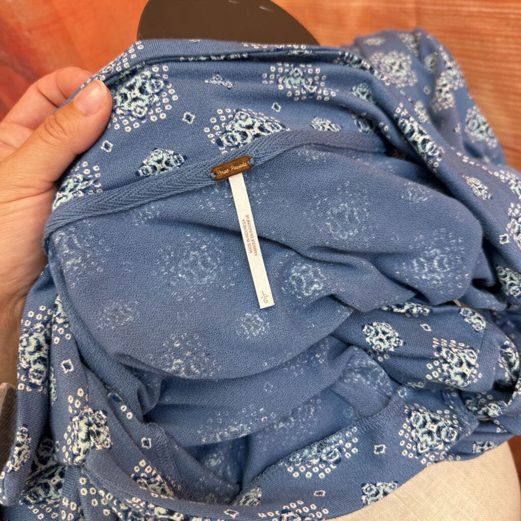 Free People Blue Printed Button-Up Top