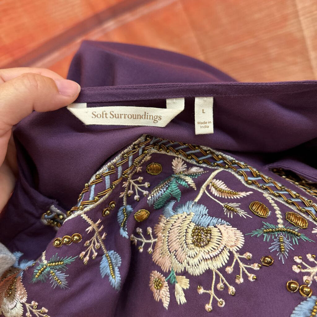 Soft Surroundings Purple Embroidered Top