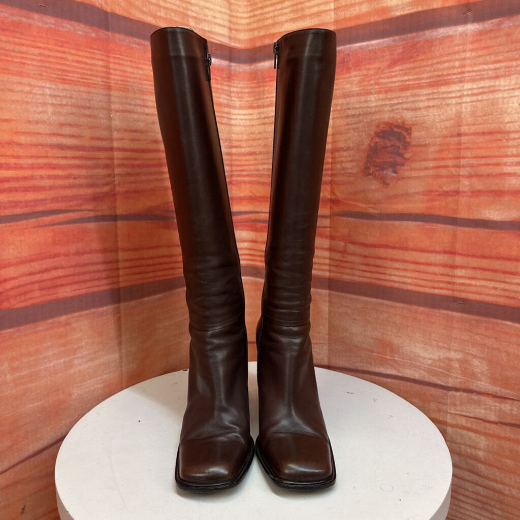 Via Spiga Brown Leather Knee-High Heeled Boots
