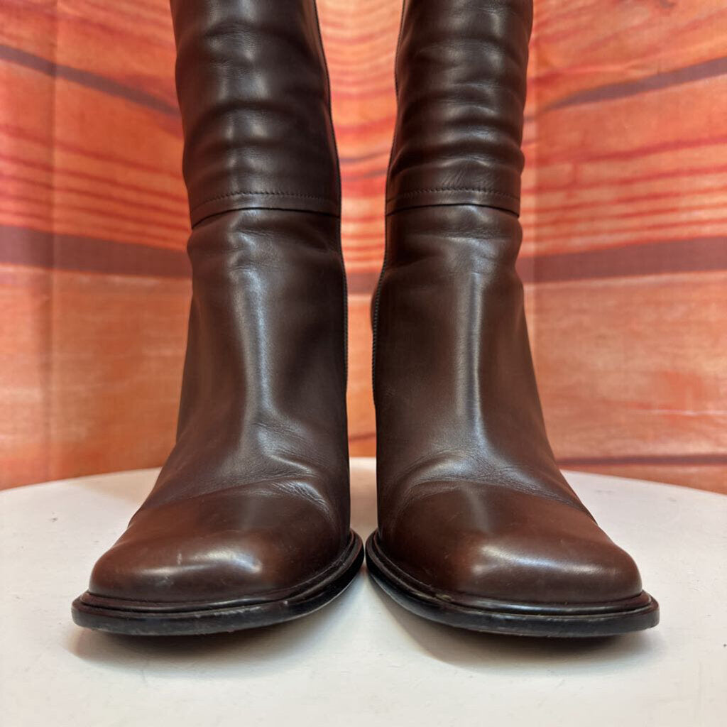 Via Spiga Brown Leather Knee-High Heeled Boots