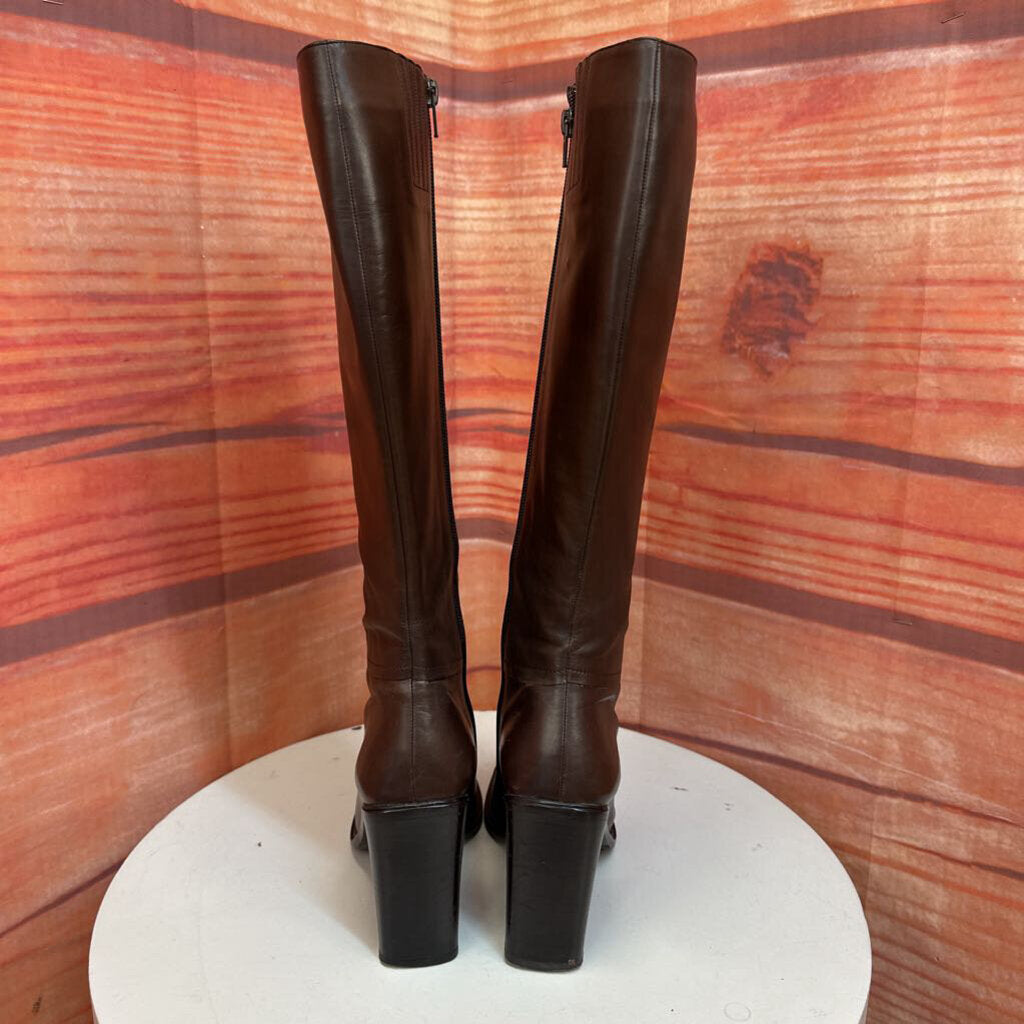 Via Spiga Brown Leather Knee-High Heeled Boots