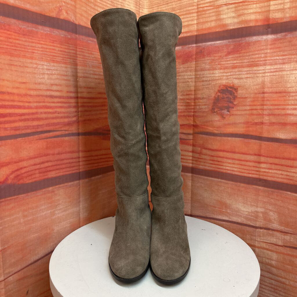 Taupe Suede Knee-High Boots
