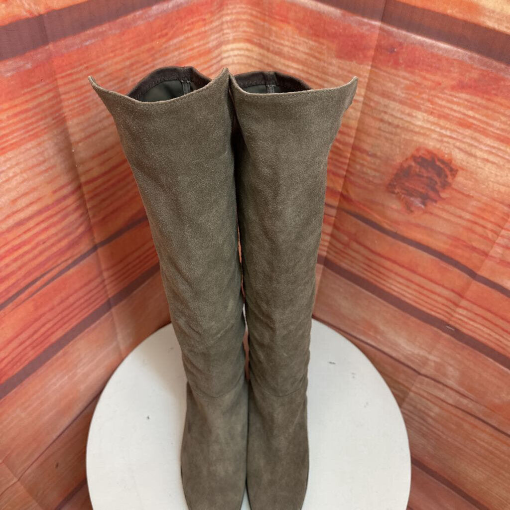 Taupe Suede Knee-High Boots