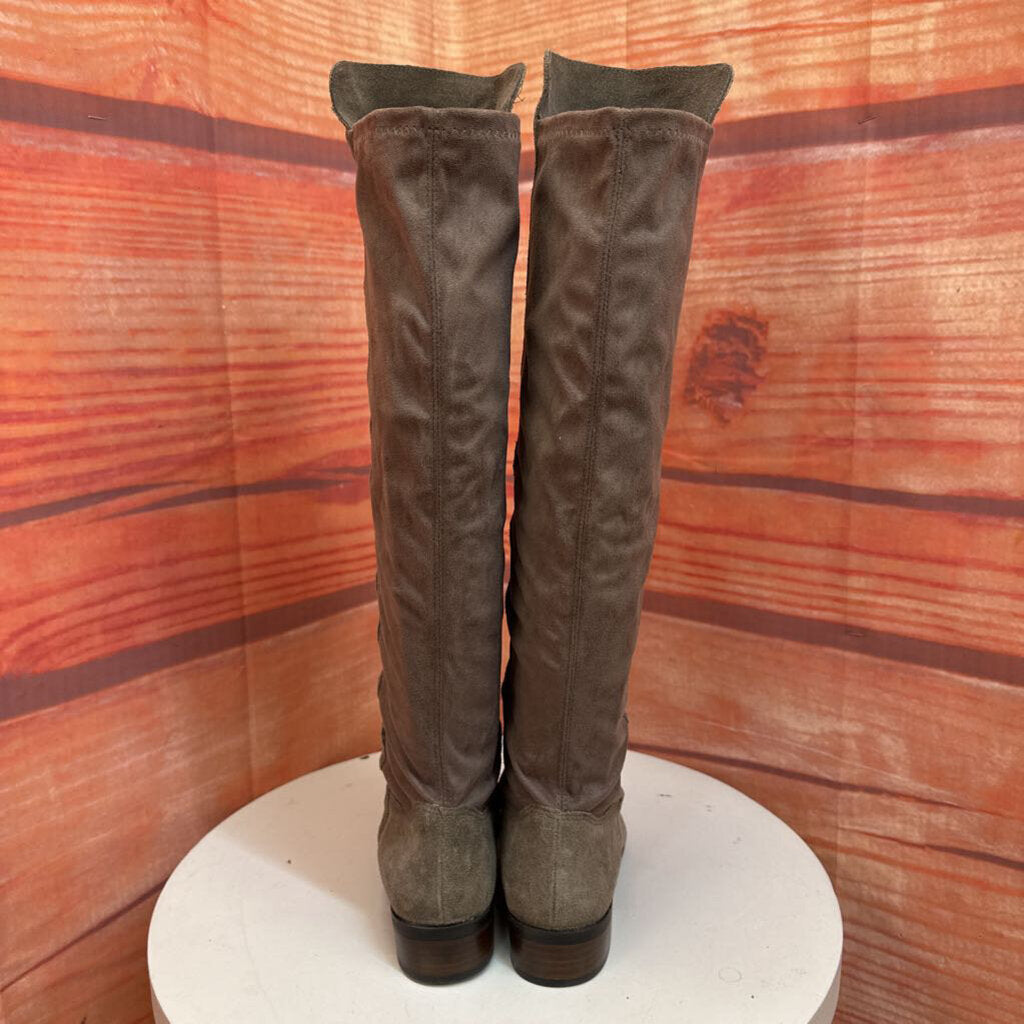 Taupe Suede Knee-High Boots