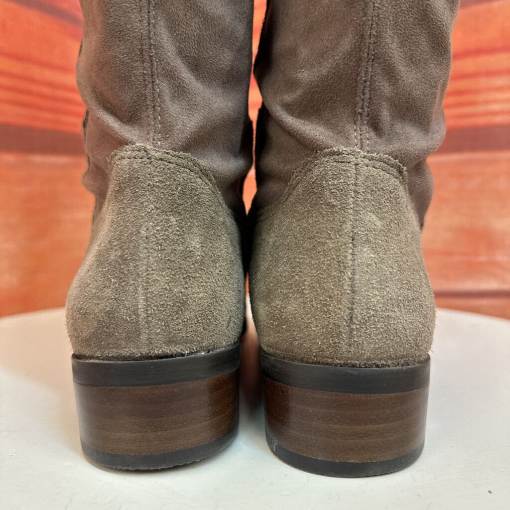 Taupe Suede Knee-High Boots