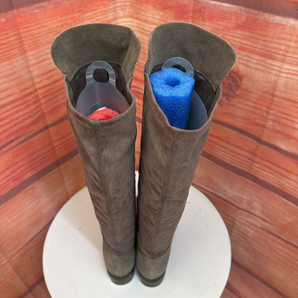 Taupe Suede Knee-High Boots