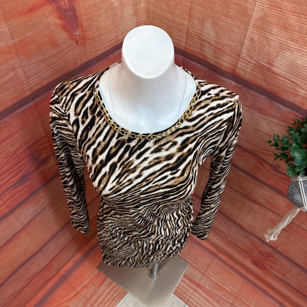 Michael Kors Dark Camel Animal Print Dress