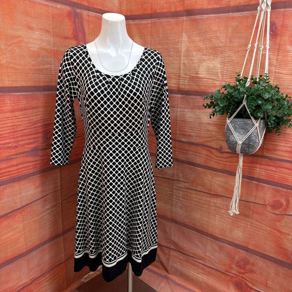 Talbots Women's Dress in Black and White Pattern