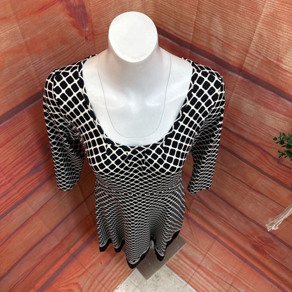 Talbots Women's Dress in Black and White Pattern