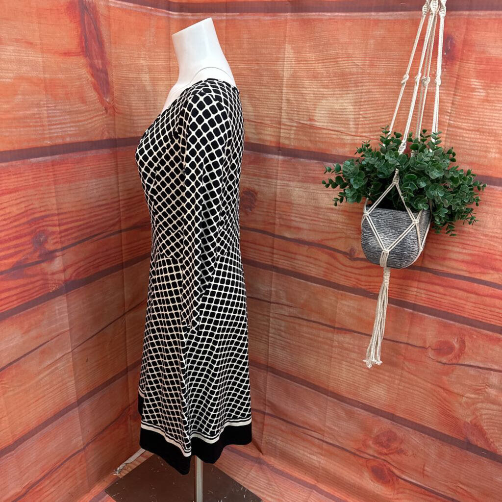 Talbots Women's Dress in Black and White Pattern