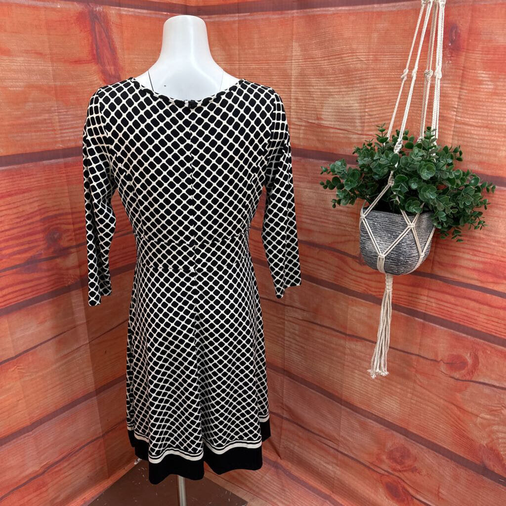 Talbots Women's Dress in Black and White Pattern