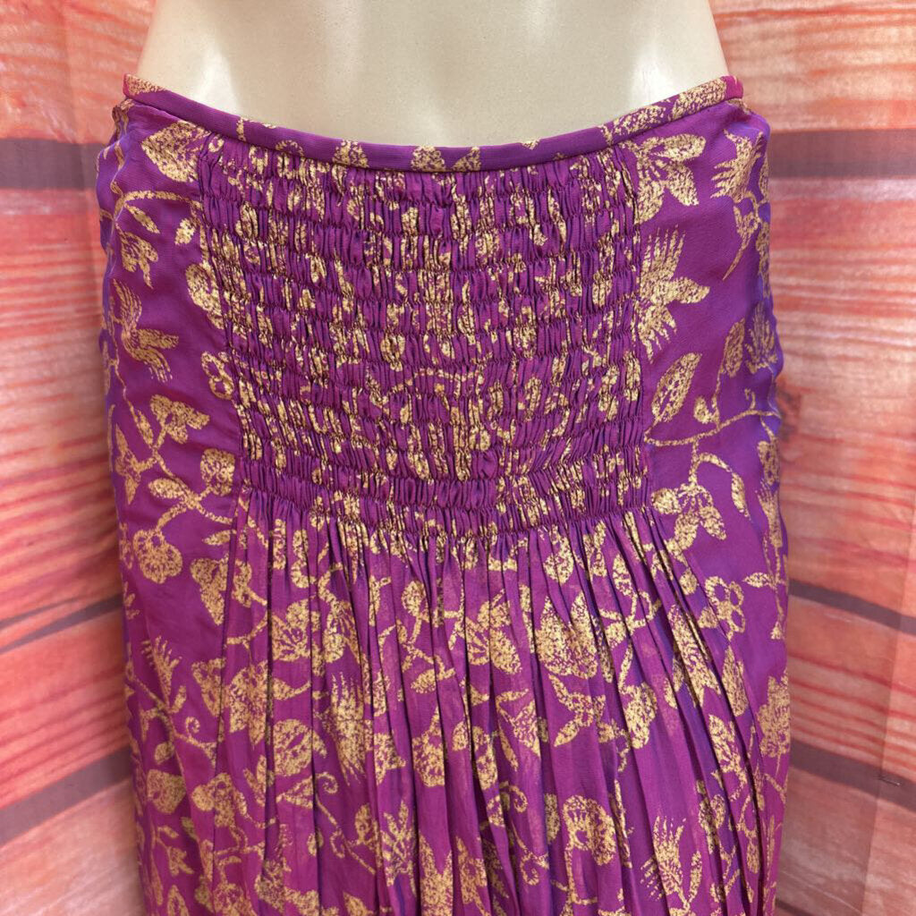 Lafayette 148 New York Purple and Gold Floral Skirt