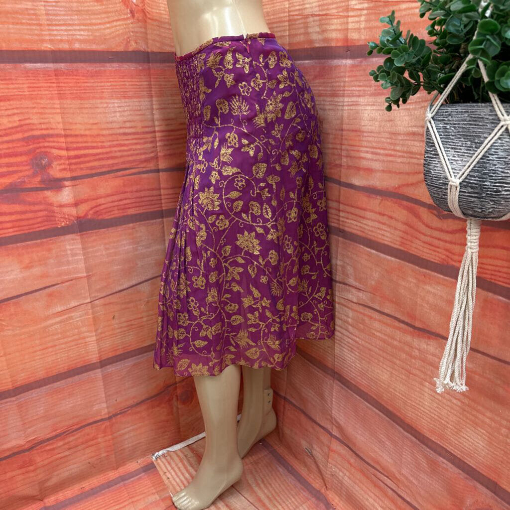 Lafayette 148 New York Purple and Gold Floral Skirt