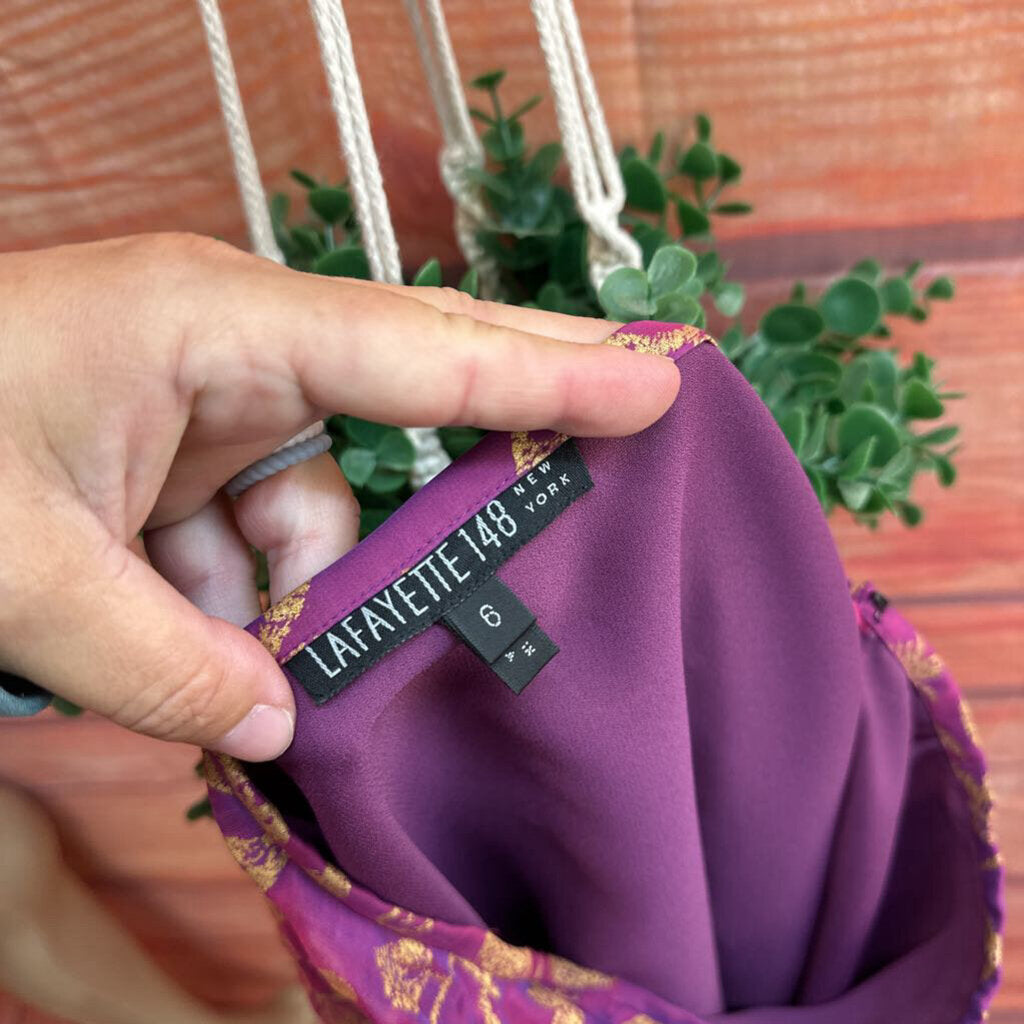 Lafayette 148 New York Purple and Gold Floral Skirt