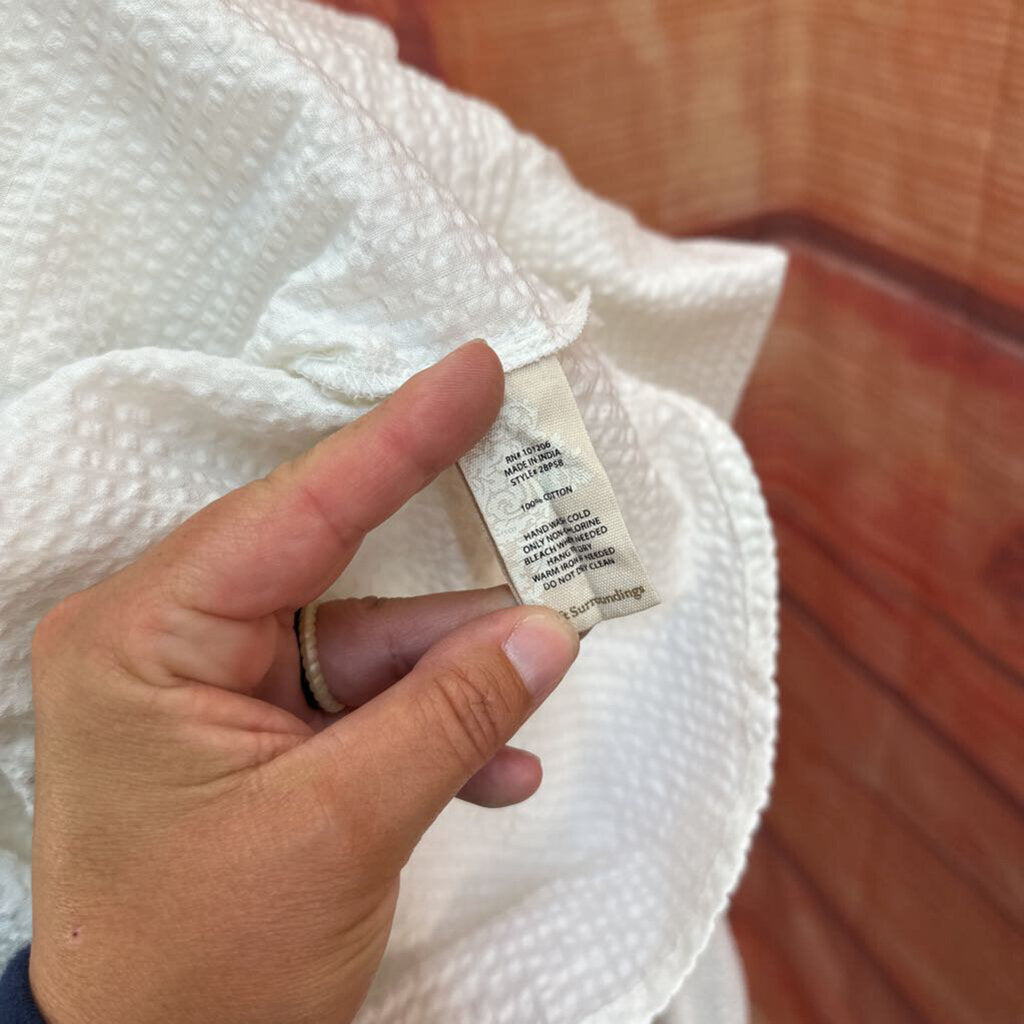 Soft Surroundings White Textured Button-Up Shirt