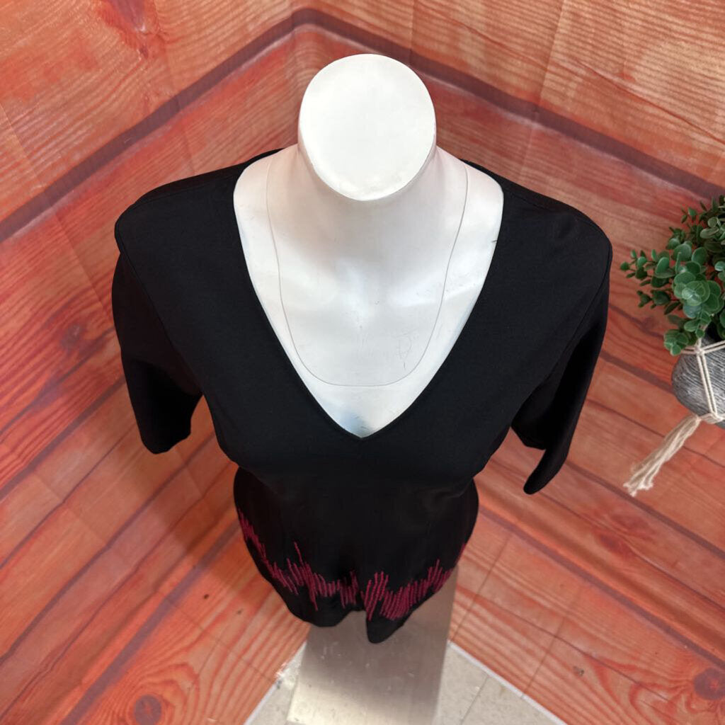 Josie Natori Black Dress with Pink Embellishments