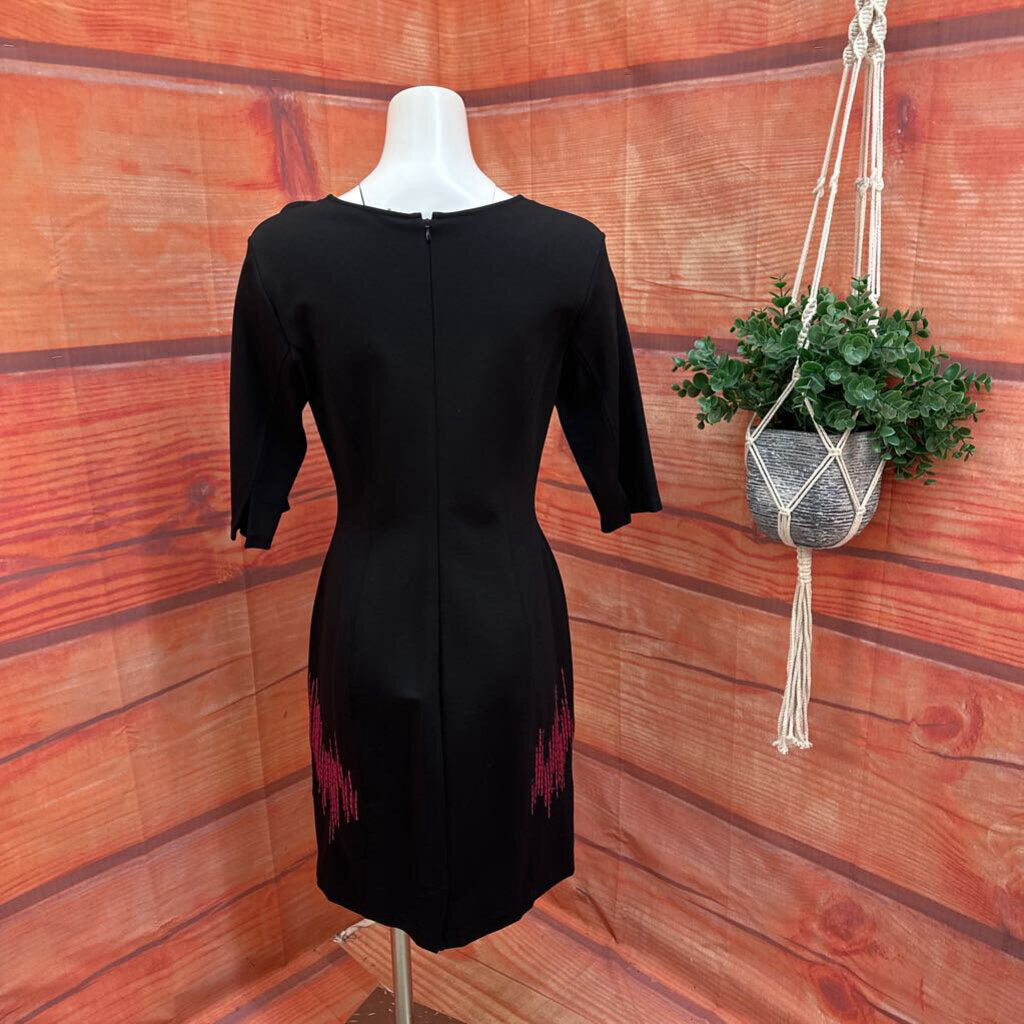 Josie Natori Black Dress with Pink Embellishments