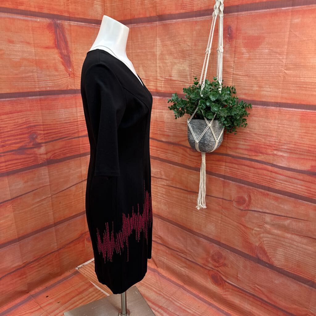 Josie Natori Black Dress with Pink Embellishments