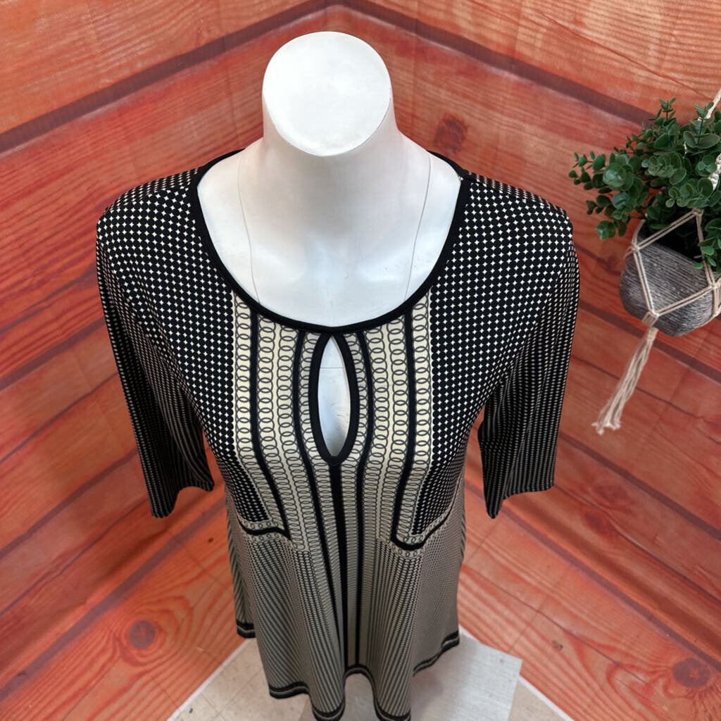 Max Studio Black and Cream Pattern Dress