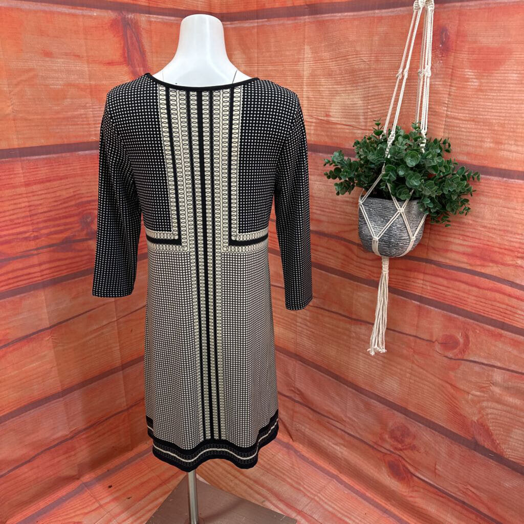 Max Studio Black and Cream Pattern Dress