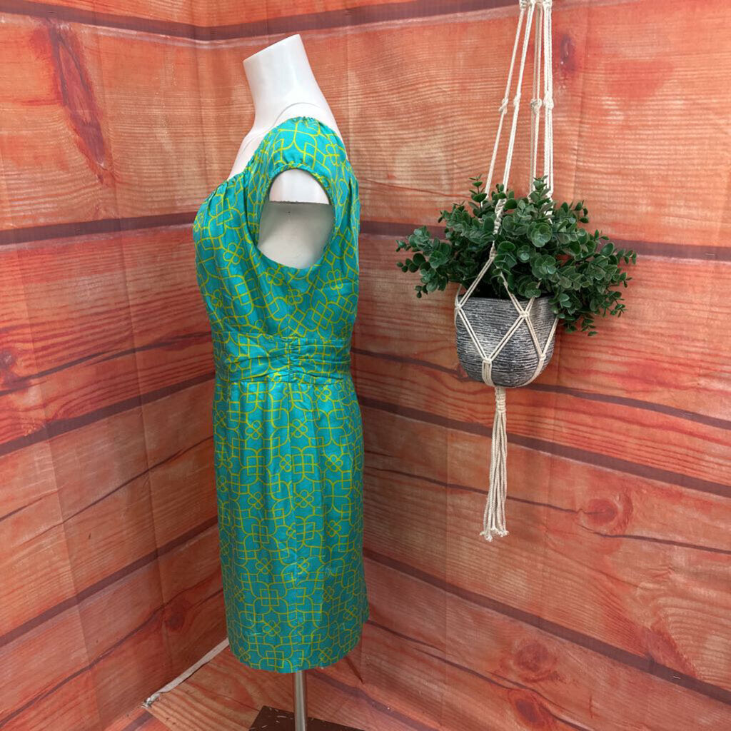 Milly Women's Dress in Teal with Yellow Pattern