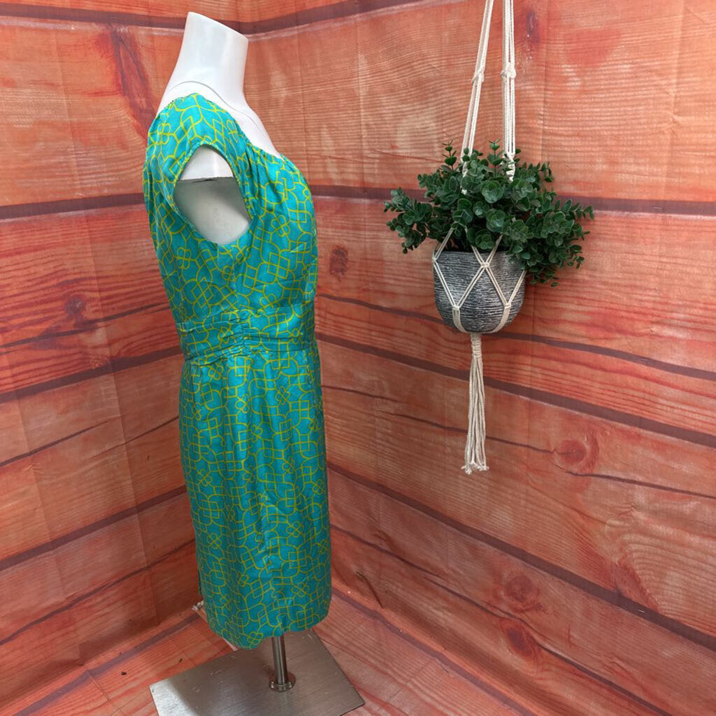 Milly Women's Dress in Teal with Yellow Pattern