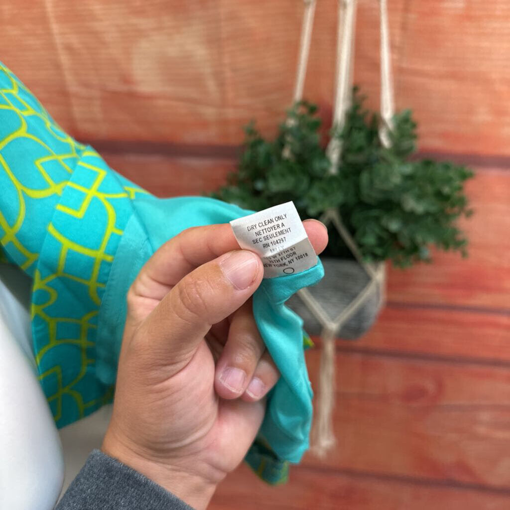 Milly Women's Dress in Teal with Yellow Pattern