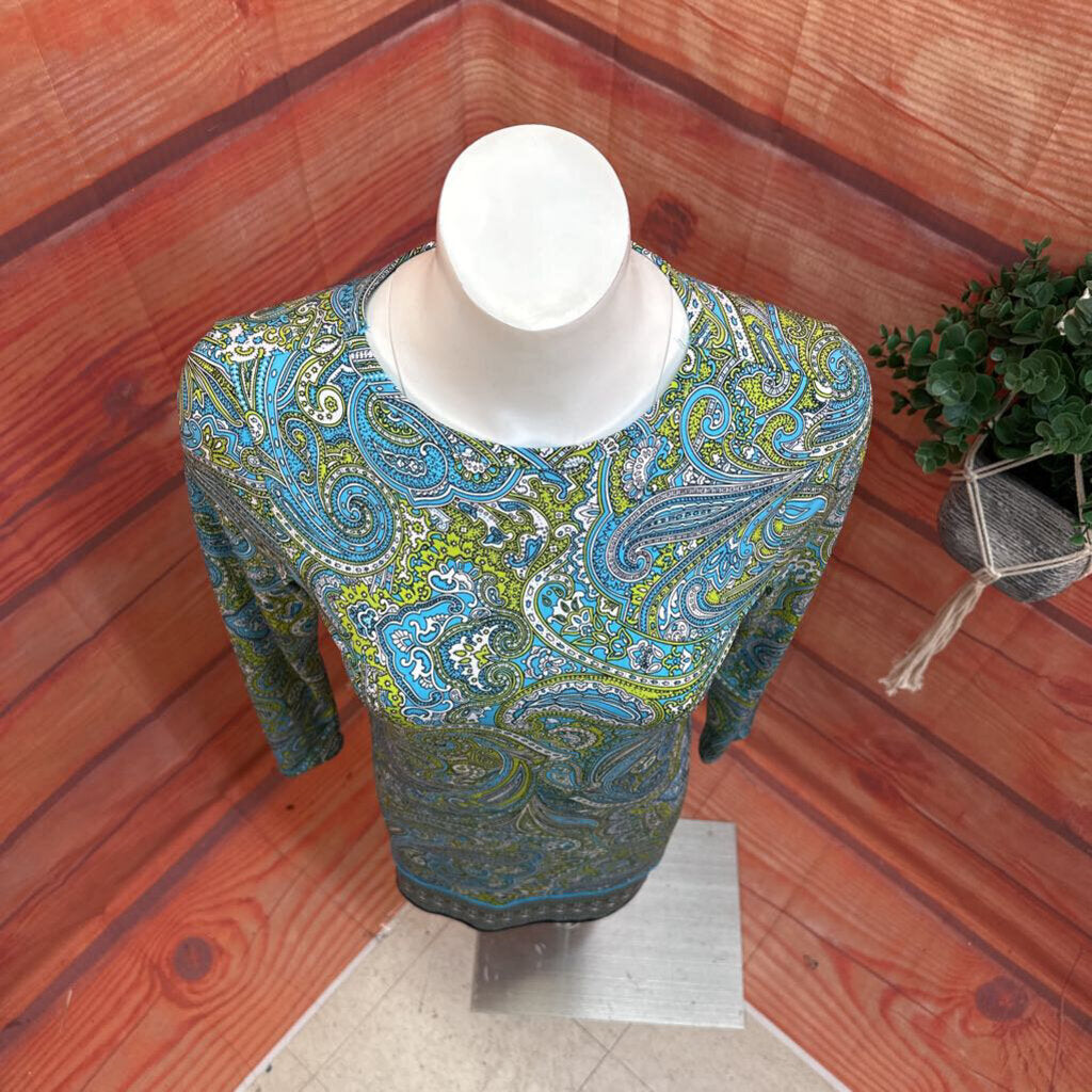 Michaels XS Blue and Green Paisley Print Top
