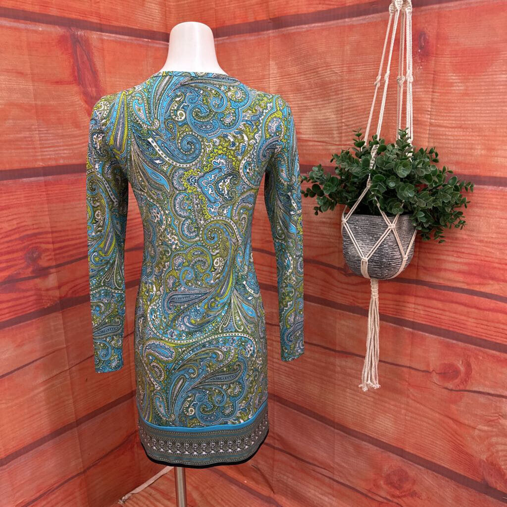 Michaels XS Blue and Green Paisley Print Top