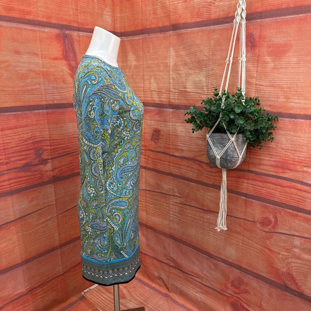 Michaels XS Blue and Green Paisley Print Top