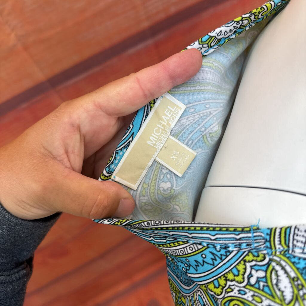 Michaels XS Blue and Green Paisley Print Top