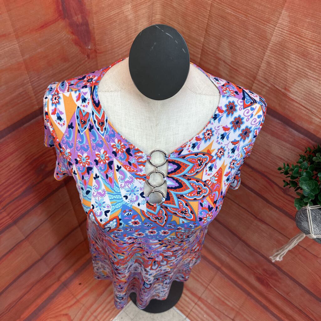 MSK Women's Large Colorful Floral Dress
