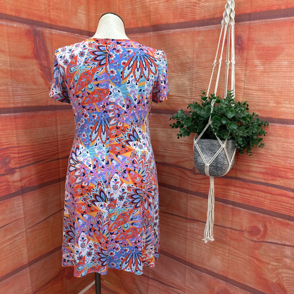 MSK Women's Large Colorful Floral Dress