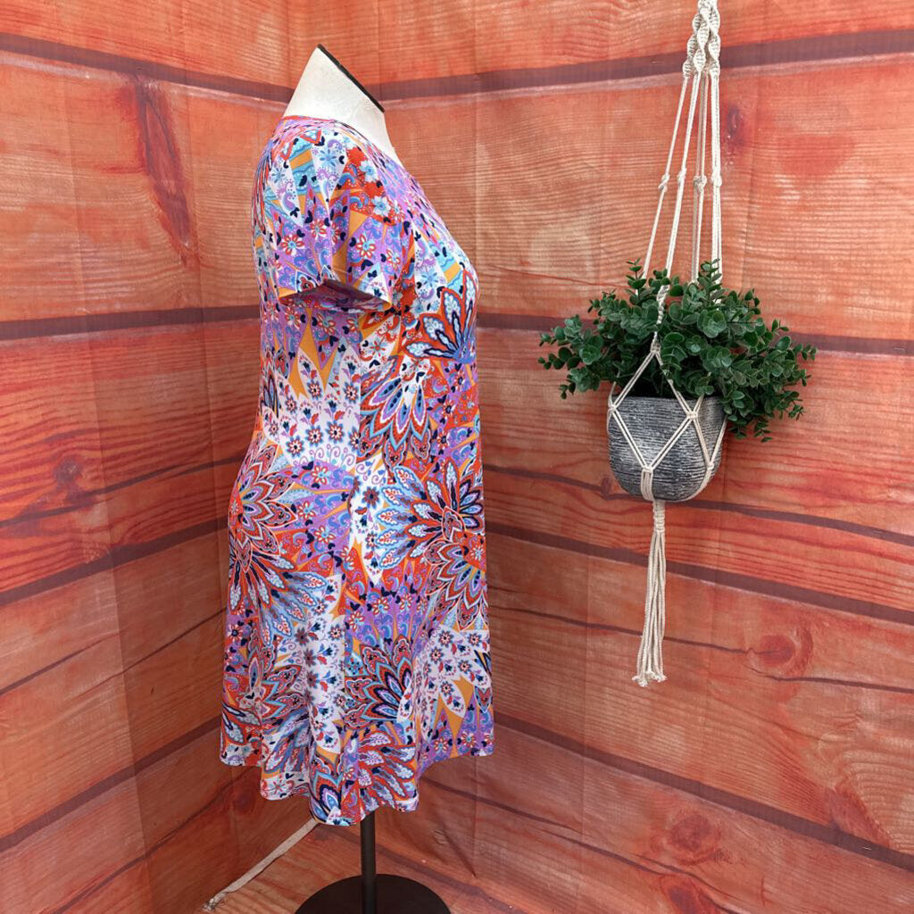 MSK Women's Large Colorful Floral Dress